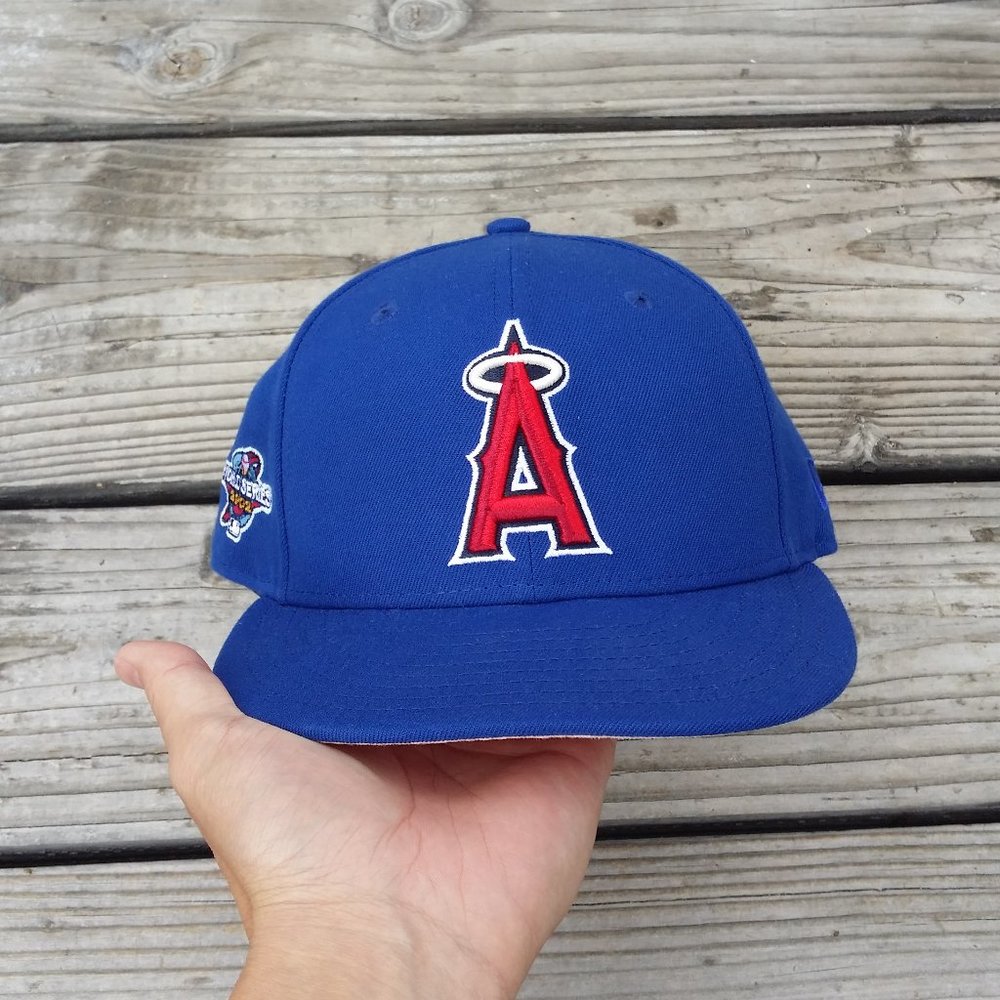 Men New Era Anaheim Angels 2002 World Series Patch Hat Club Exclusive Pink Brim